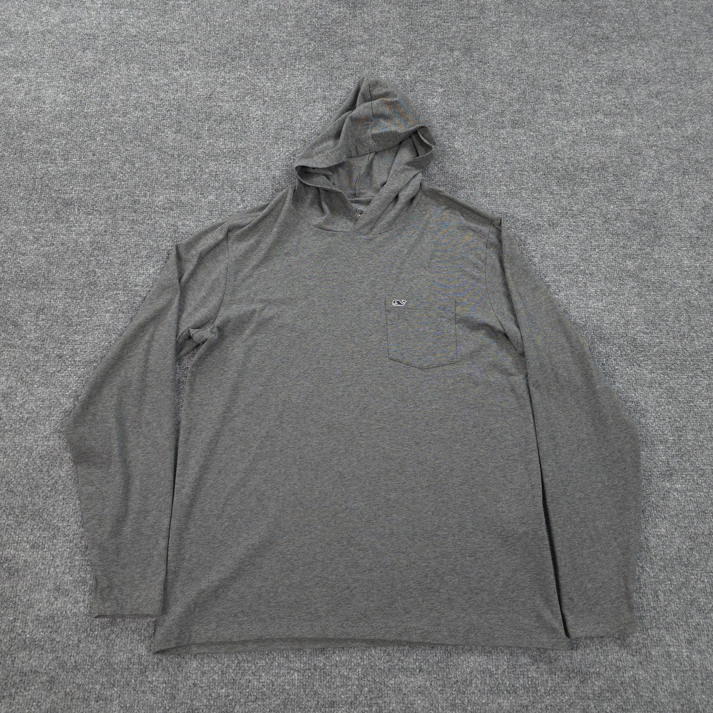 Vineyard Vines Shirt Mens Medium Gray Edgartown Hooded Long Sleeve Pima Tee